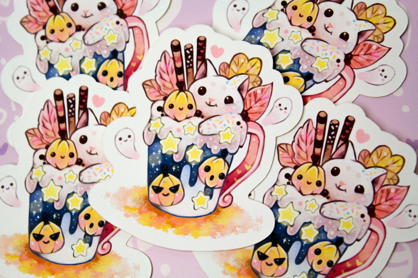 Sweet "CAFELINI" Autumn mug - Paper or Vinyl STICKER - Charenji