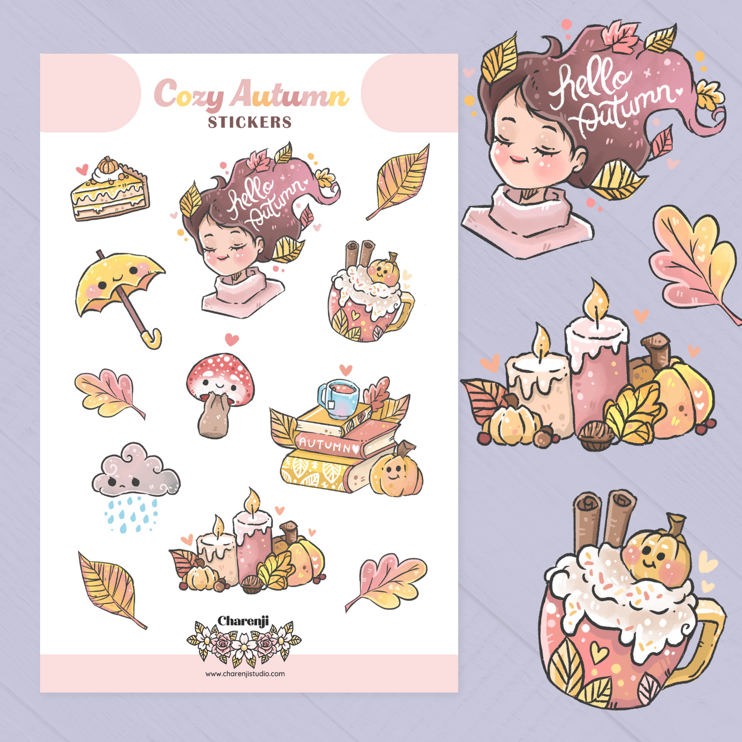 Cozy Autumn Sticker Sheets – Cute Fall-Inspired Designs for Journals & Crafts! Transparent stickers - Charenji