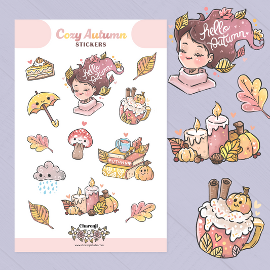 Cozy Autumn Sticker Sheets – Cute Fall-Inspired Designs for Journals & Crafts! Transparent stickers - Charenji