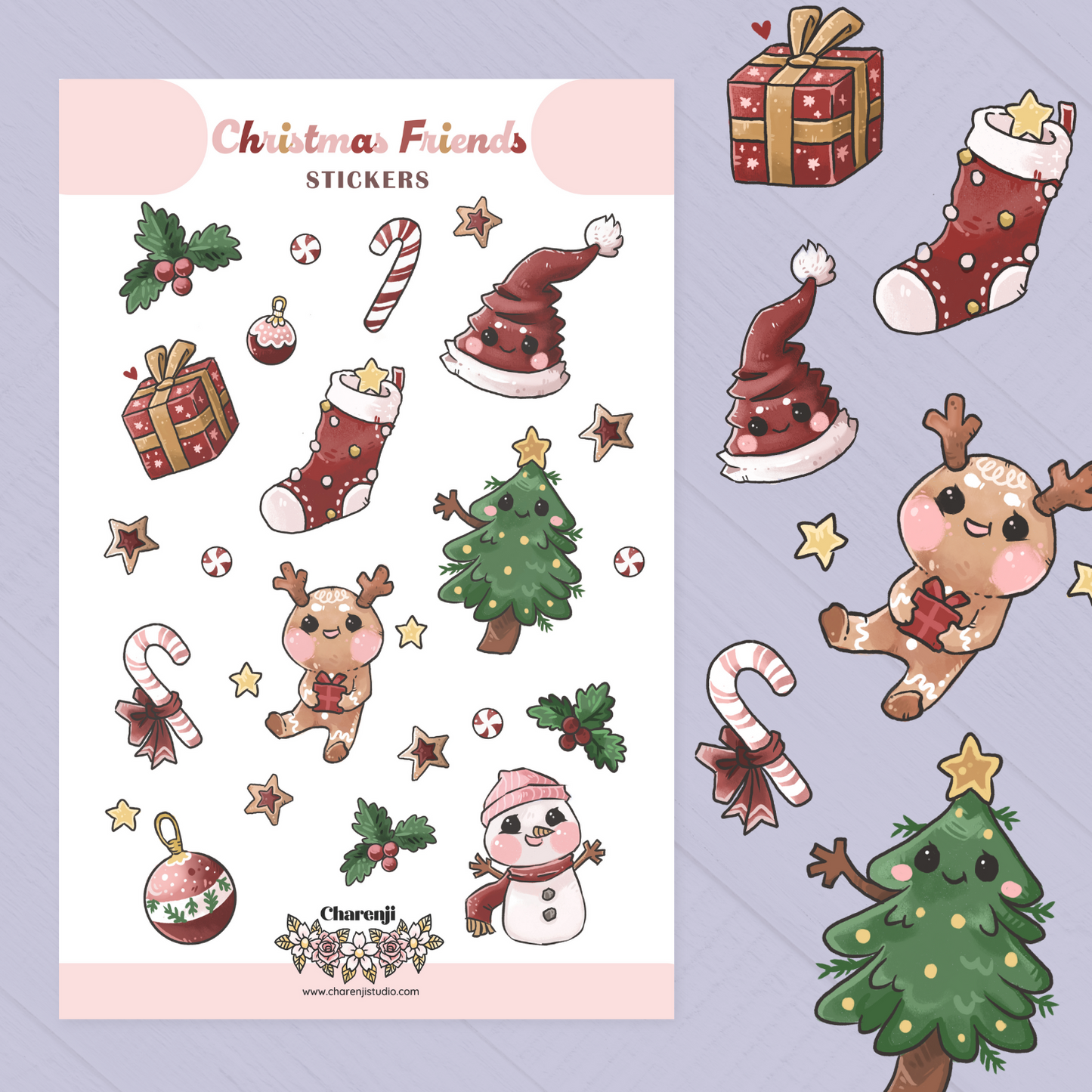 Festive Christmas Sticker Sheets – Cute & Colorful Holiday Designs - transparent stickers - Charenji
