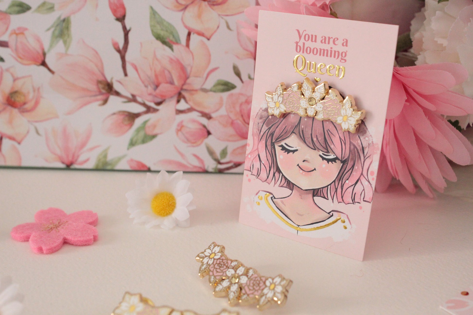 Blooming Beauty: Floral Wreath Enamel Pin - Elegant accessory for shirts, blouses, jackets and more! - Charenji