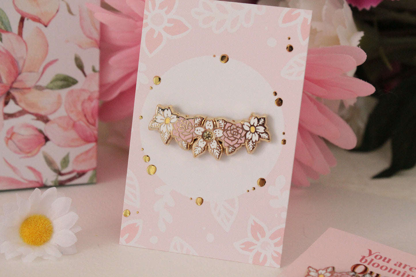 Blooming Beauty: Floral Wreath Enamel Pin - Elegant accessory for shirts, blouses, jackets and more! - Charenji