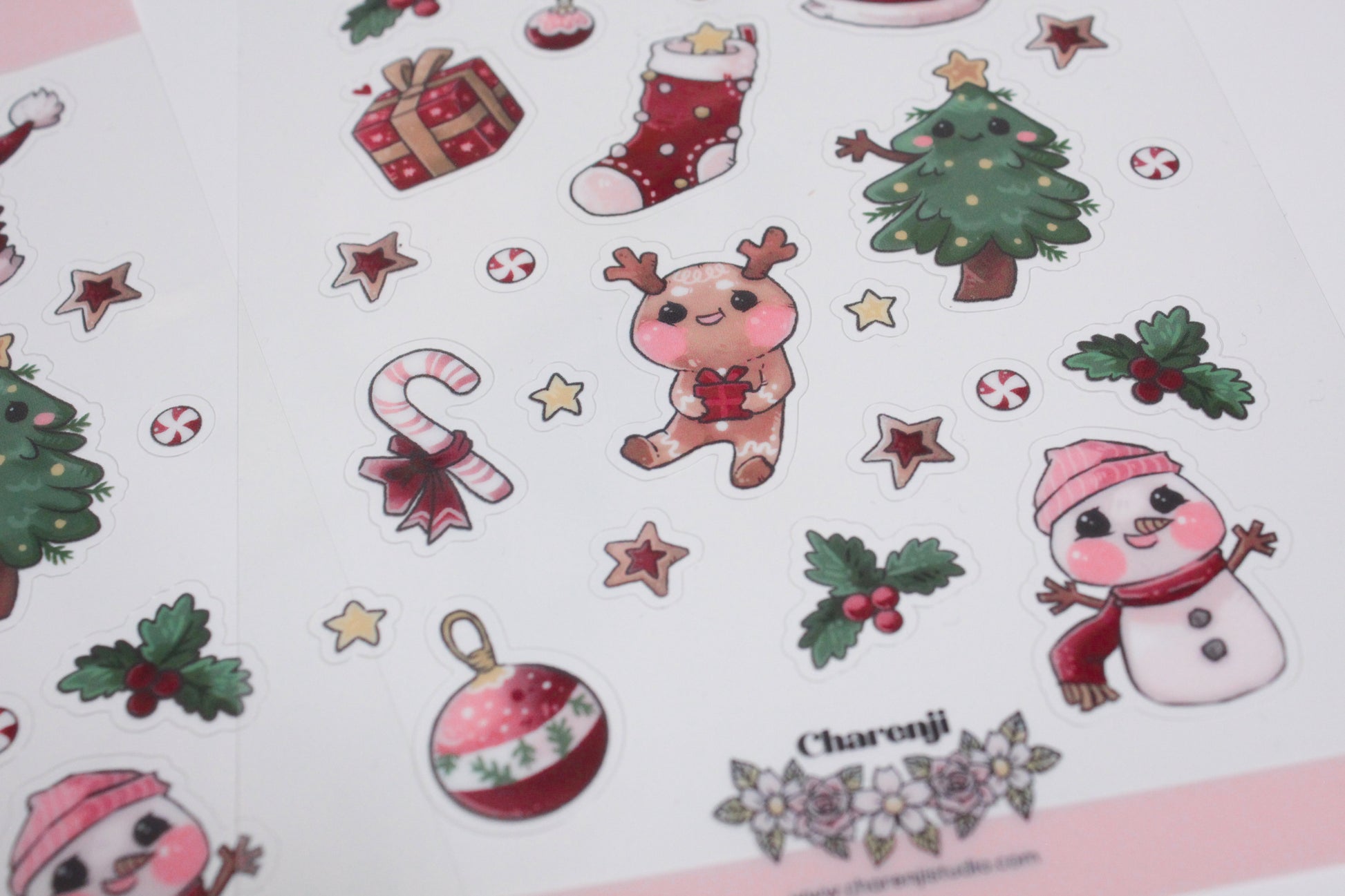 Festive Christmas Sticker Sheets – Cute & Colorful Holiday Designs - transparent stickers - Charenji