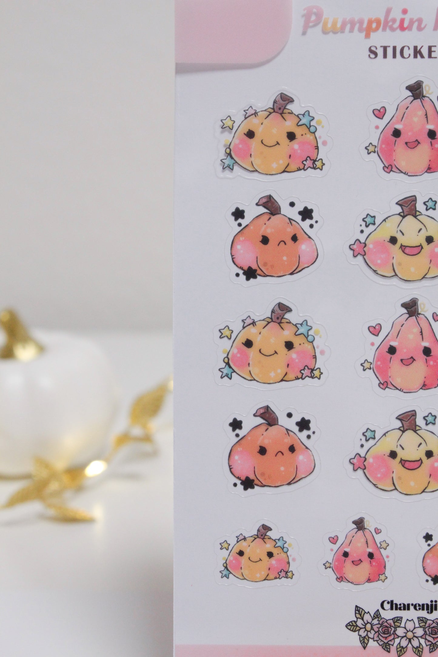 Autumn Pumpkin Stickers – Cozy & Cute Fall Vibes - transparent stickers - Charenji