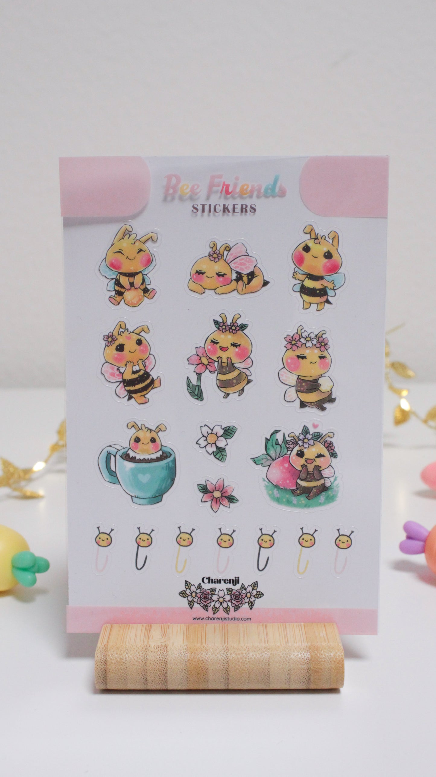 Cute Bee Sticker Sheets – Adorable Bumblebee Designs - Transparent stickers - Charenji