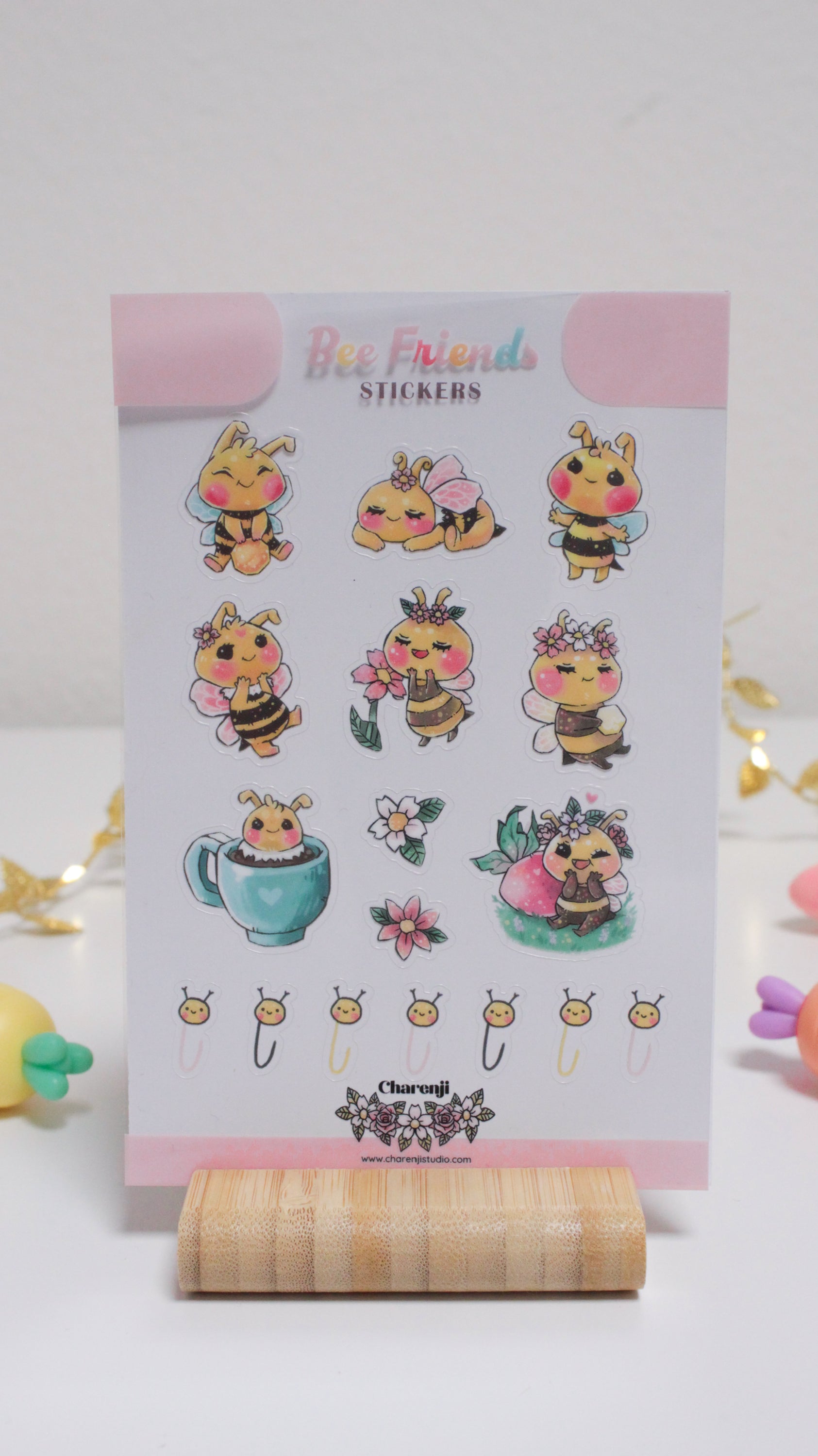 Cute Bee Sticker Sheets – Adorable Bumblebee Designs - Transparent stickers - Charenji