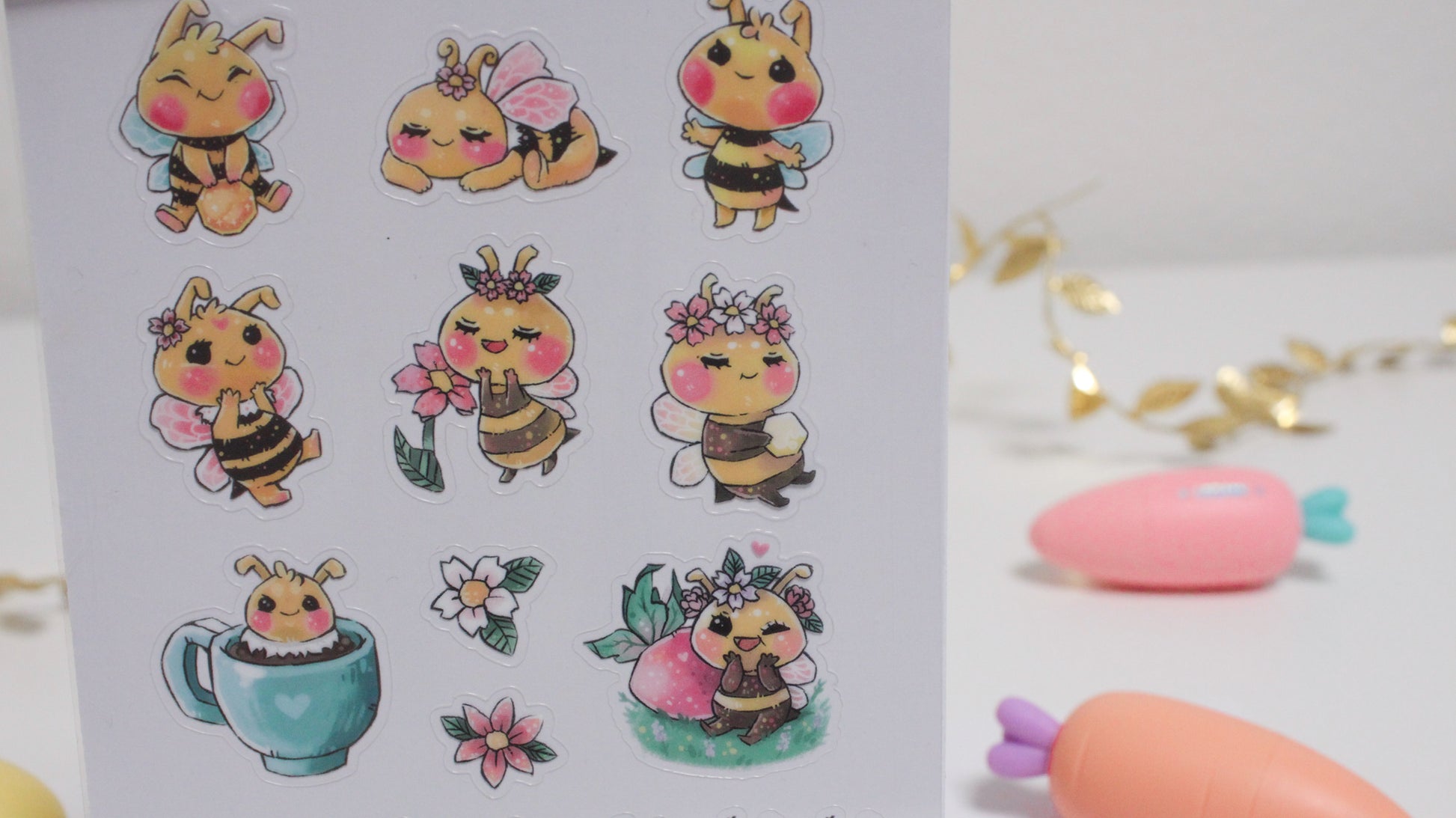 Cute Bee Sticker Sheets – Adorable Bumblebee Designs - Transparent stickers - Charenji