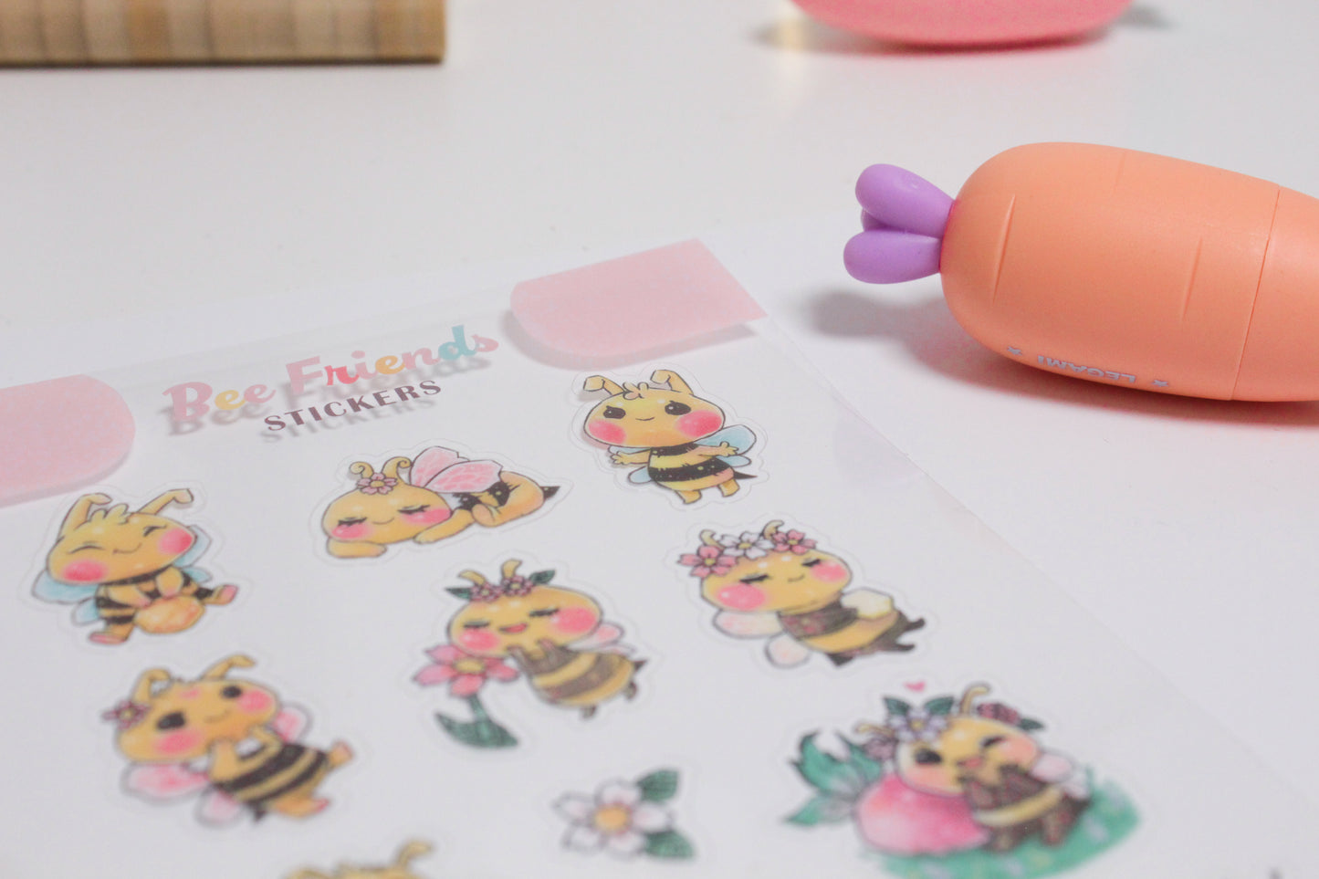 Cute Bee Sticker Sheets – Adorable Bumblebee Designs - Transparent stickers - Charenji
