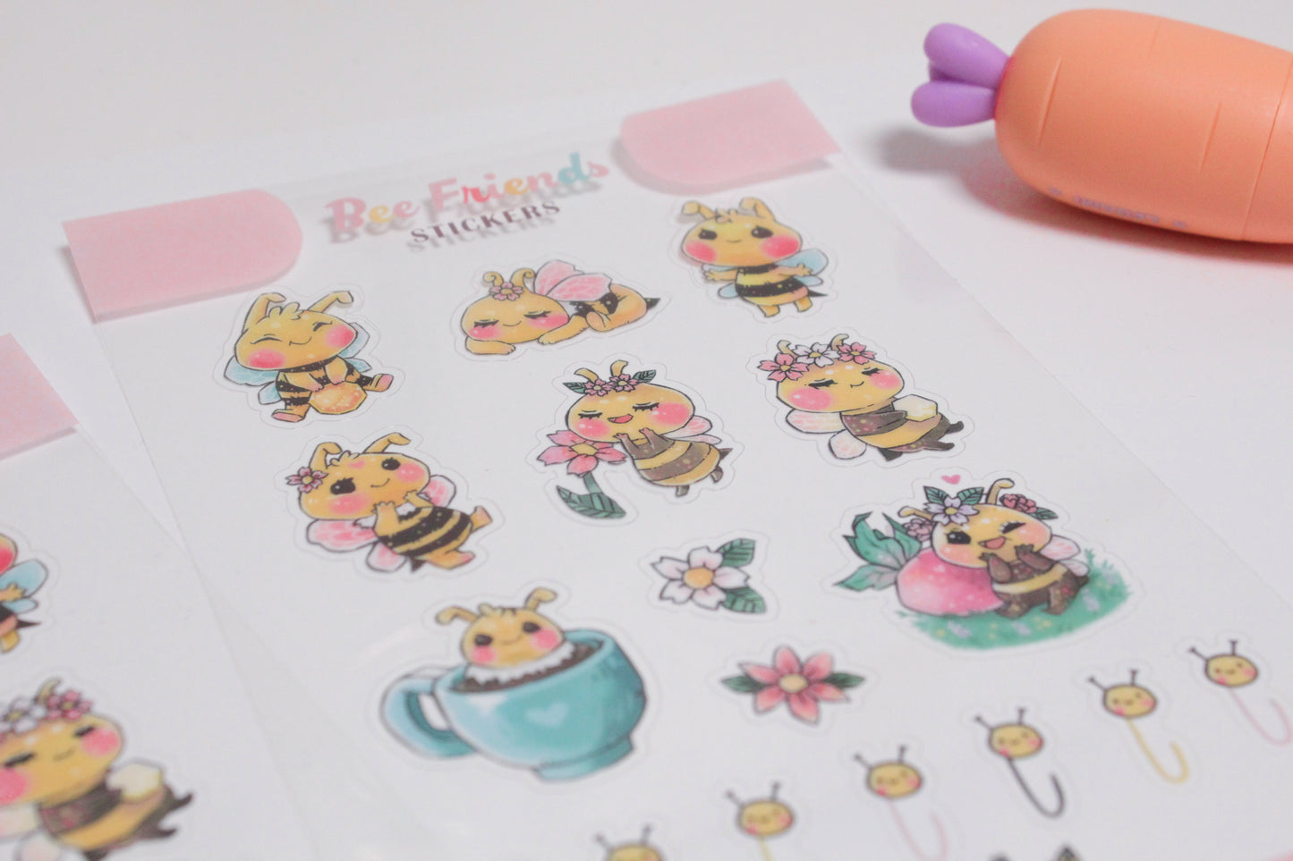 Cute Bee Sticker Sheets – Adorable Bumblebee Designs - Transparent stickers - Charenji