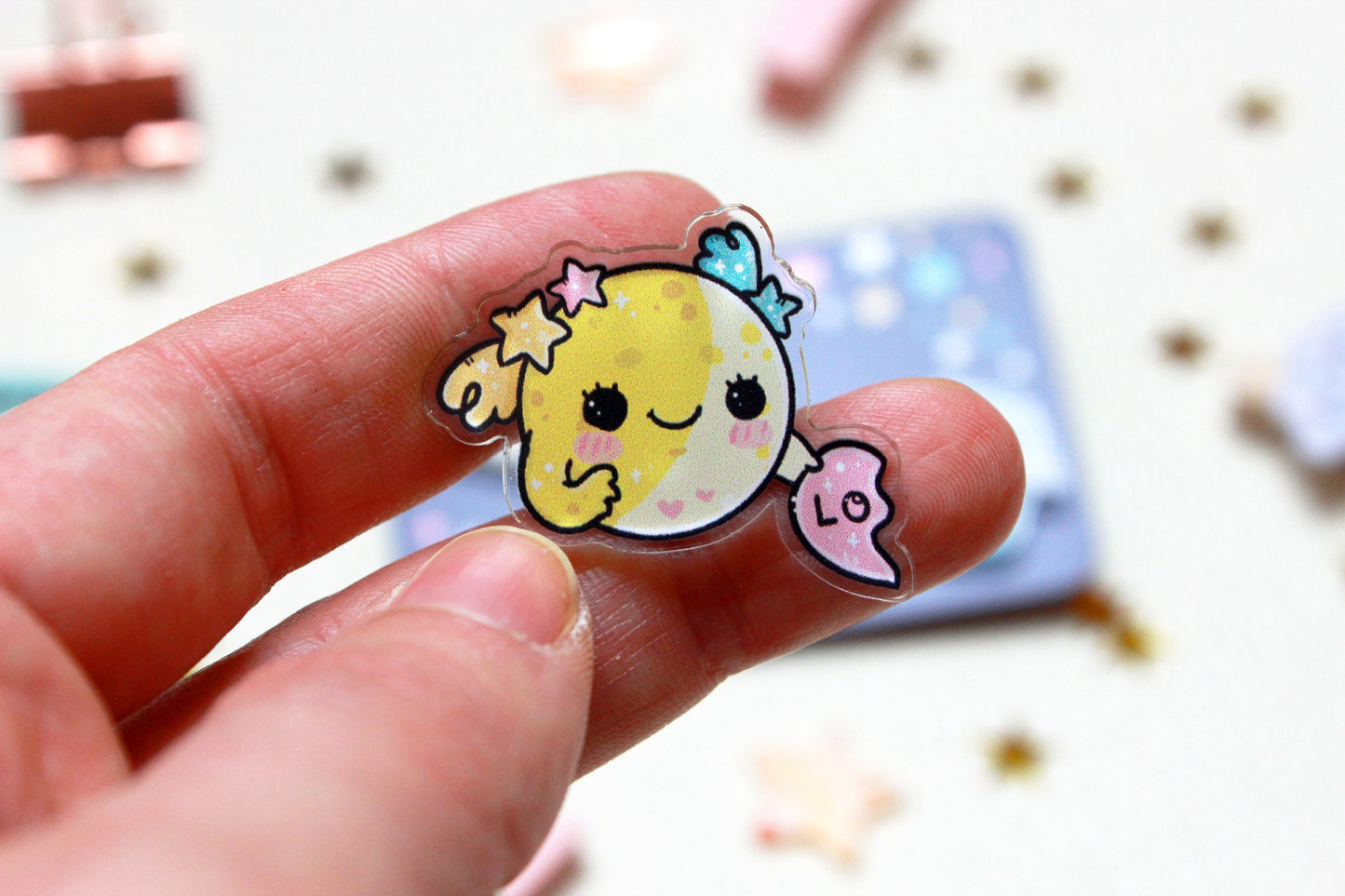 Cute gift - Moonie and Earth - I love you to the moon and back - Acrylic Pins set - 2 pcs. - Charenji