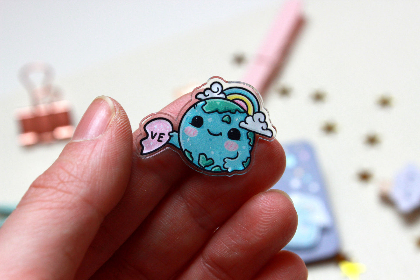 Cute gift - Moonie and Earth - I love you to the moon and back - Acrylic Pins set - 2 pcs. - Charenji