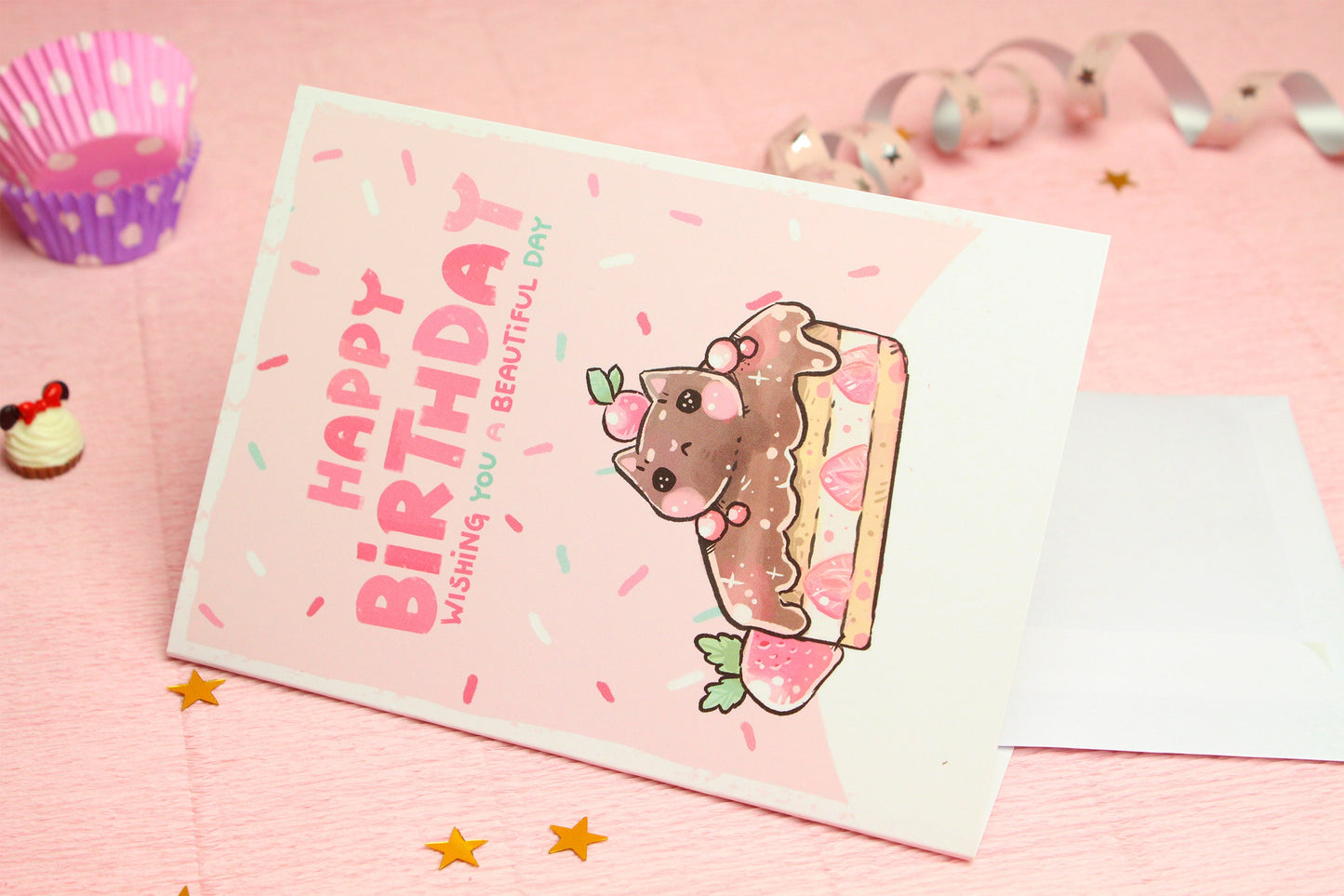 Happy Birthday Card - Chocolate Birthday Cake - Charenji