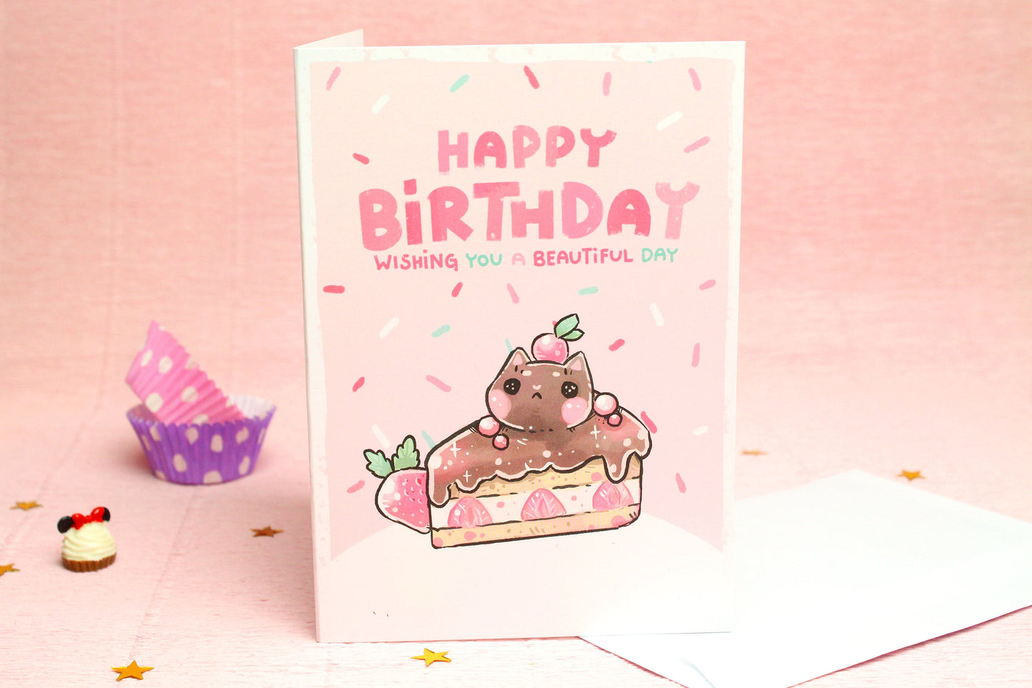 Happy Birthday Card - Chocolate Birthday Cake - Charenji