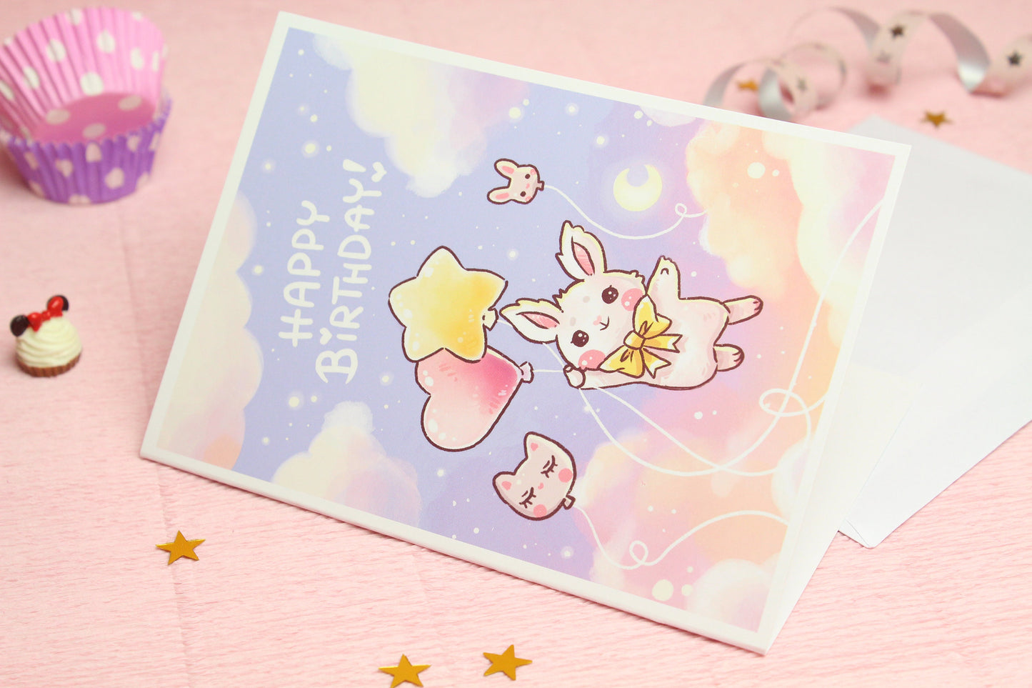 Happy Birthday Card - Berrie the bunny - Never stop dreaming - Charenji