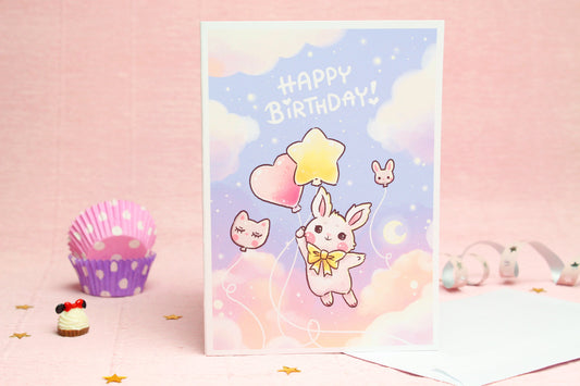 Happy Birthday Card - Berrie the bunny - Never stop dreaming - Charenji
