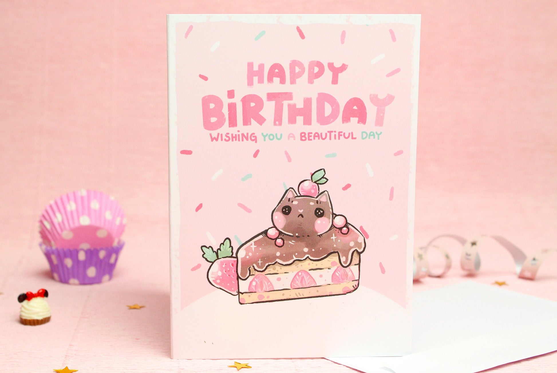 Happy Birthday Card - Chocolate Birthday Cake - Charenji