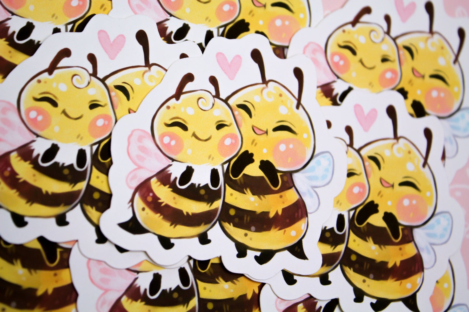 Bumblebee couple - "Beelinda & Honey" - PAPER or VINYL Sticker - Charenji