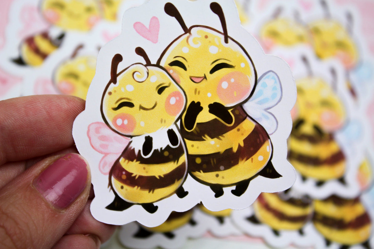 Bumblebee couple - "Beelinda & Honey" - PAPER or VINYL Sticker - Charenji