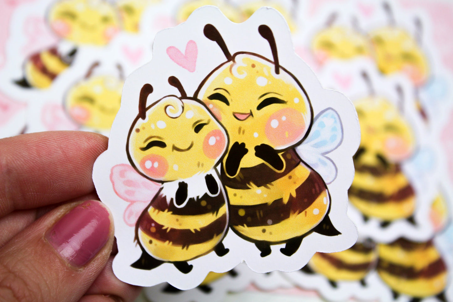 Bumblebee couple - "Beelinda & Honey" - PAPER or VINYL Sticker - Charenji