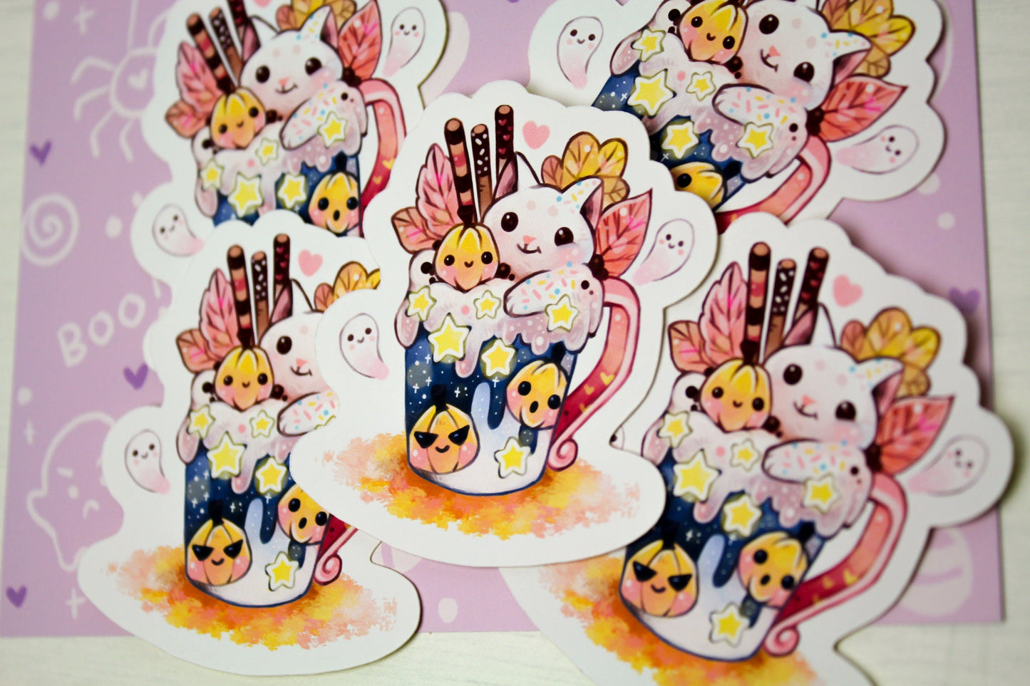 Sweet "CAFELINI" Autumn mug - Paper or Vinyl STICKER - Charenji