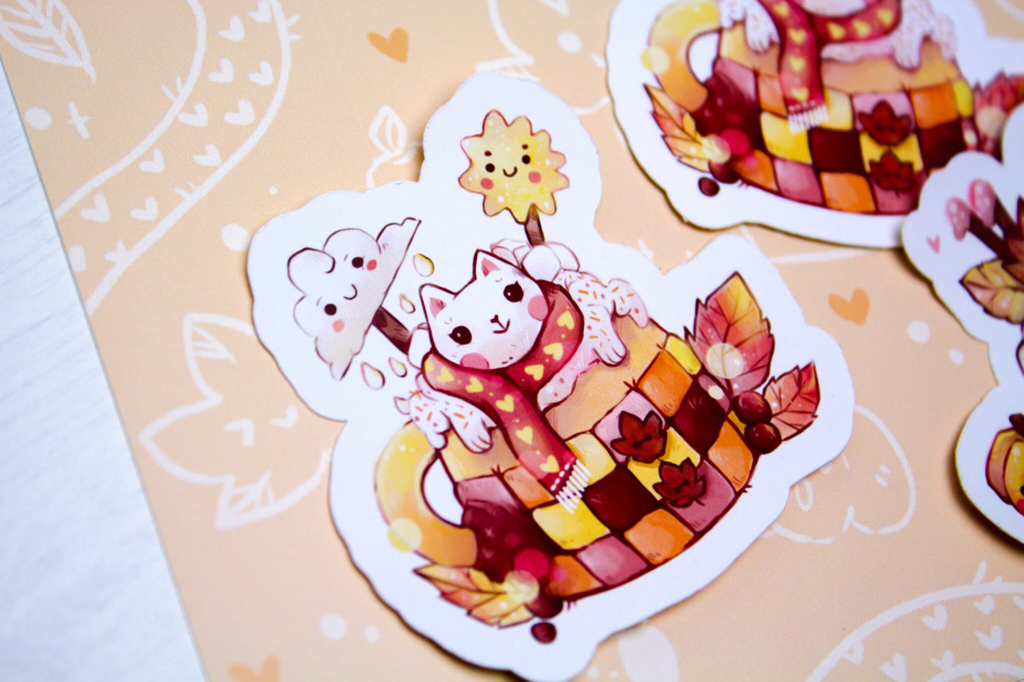 Sweet and cozy "CAFELINI" Autumn mug - Paper or Vinyl STICKER - Charenji