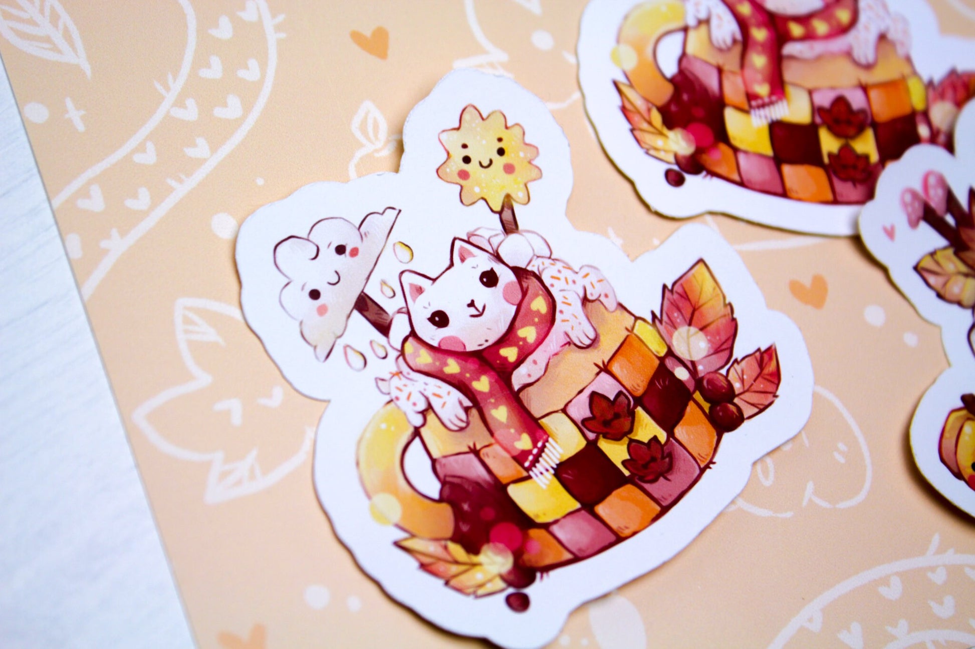 Sweet and cozy "CAFELINI" Autumn mug - Paper or Vinyl STICKER - Charenji