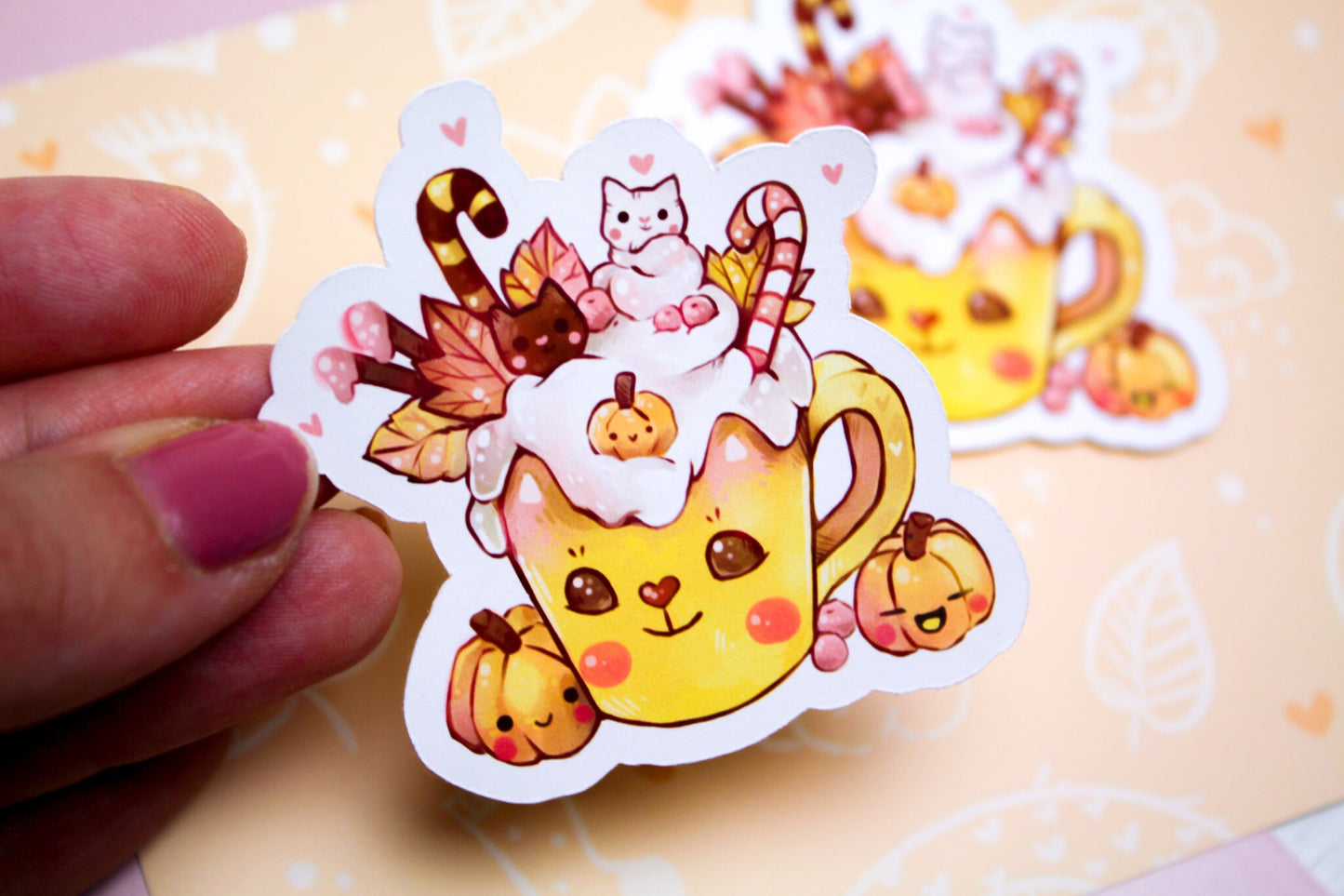 Delicious and sweet "CAFELINI" Autumn mug - Paper or Vinyl STICKER - Charenji