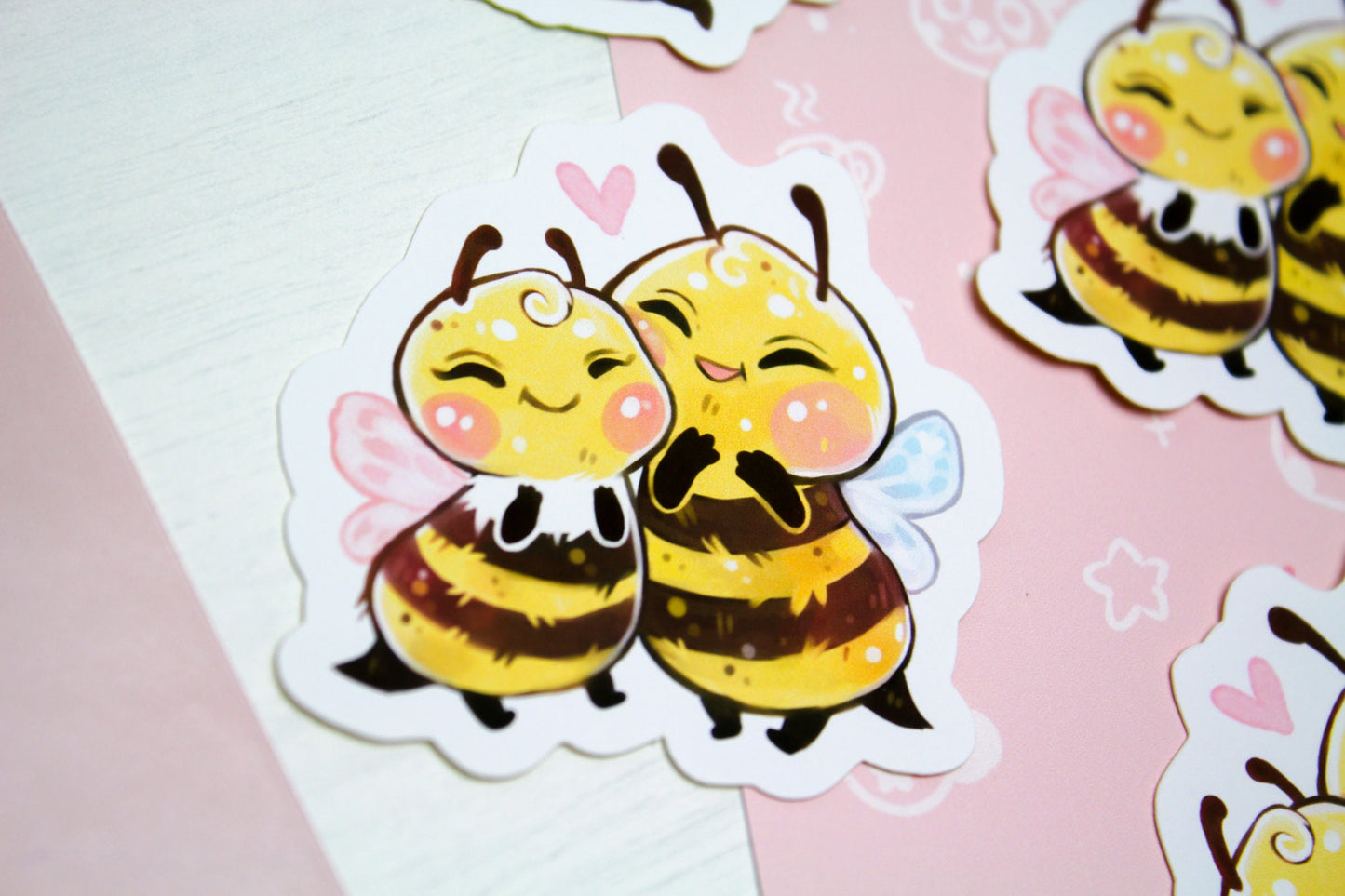 Bumblebee couple - "Beelinda & Honey" - PAPER or VINYL Sticker - Charenji